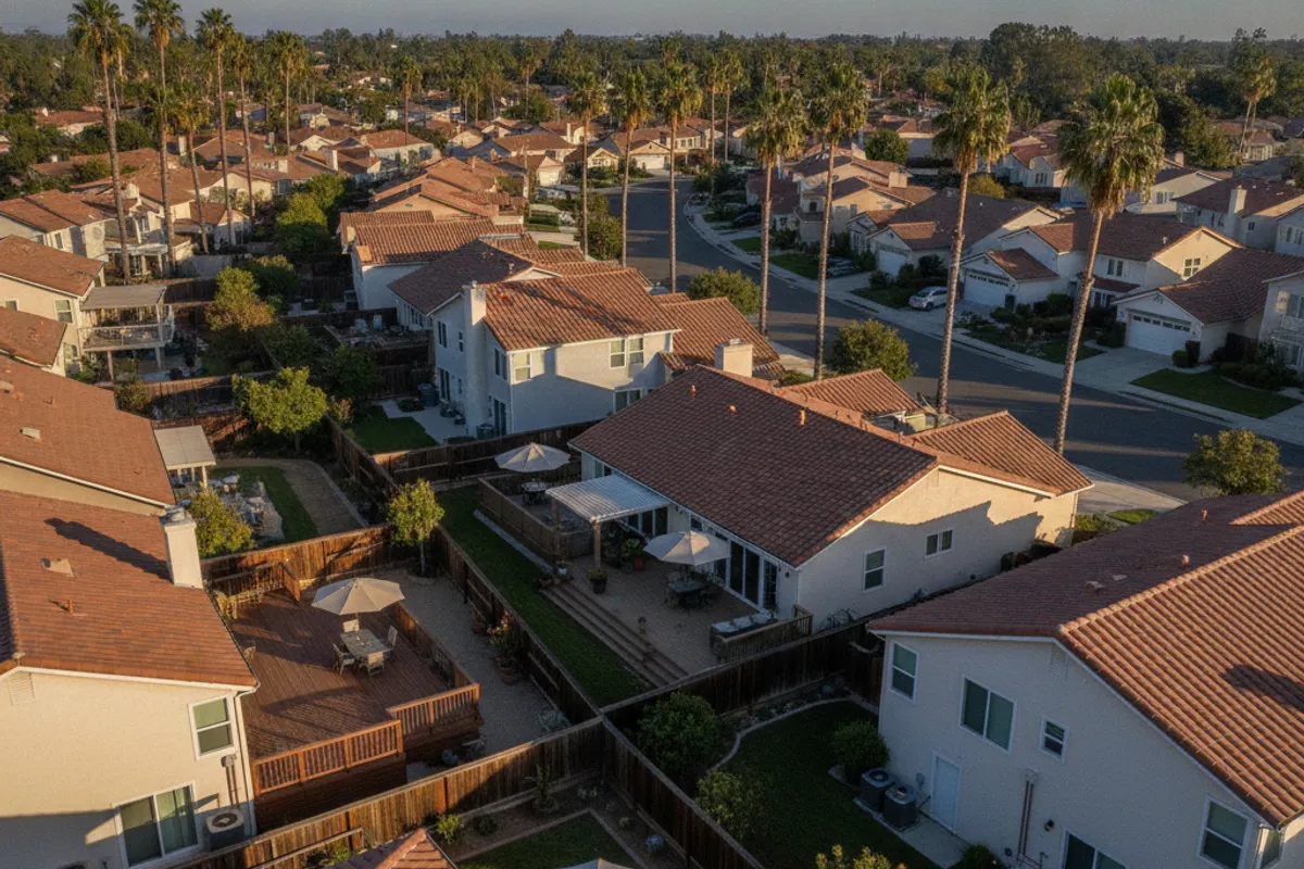 Aerial view of San Diego County coastline at sunset showing coastal and inland neighborhoods served by Deck Pro SD.