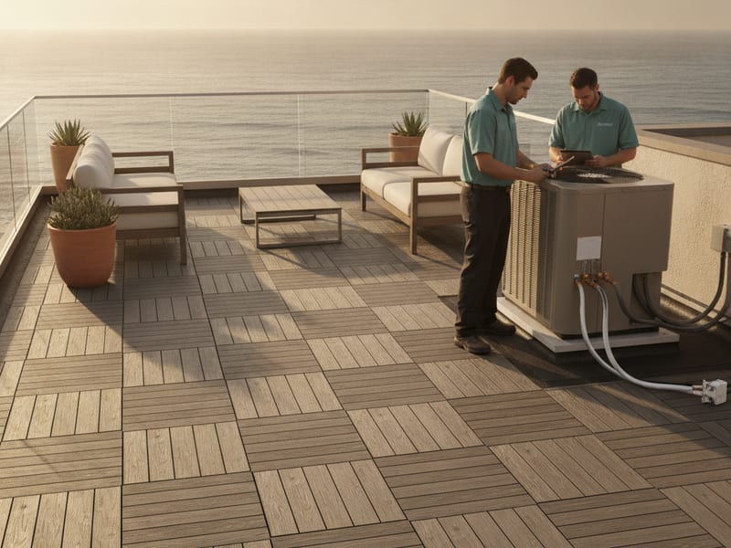 Composite rooftop deck on a flat-roof San Diego home with ocean view